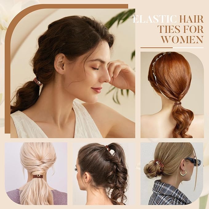 Hair Ties No Damage - 20PCS Ponytail Holders - Elastic Hair Ties for Thick Hair - Braided Hair Bands for Women Girls's Hair - Brown