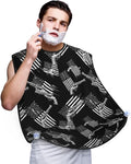 Adjustable Non-Stick Beard Apron, Hair Catcher Cape for Shaving Grooming, Waterproof with Suction Cups Men, Black and White Design American Flag Shave Bib
