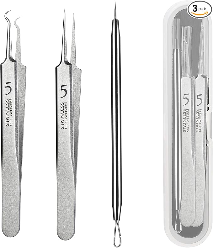 Blackhead Tweezers, Milia Remover,Ingrown Hair Tweezers