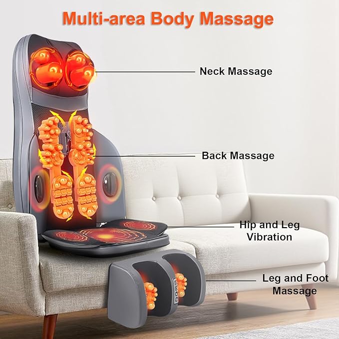 Lvrunben Shiatsu Back Massager with Heat, Electric Massage Cushion for Body