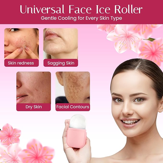 Milano Home Ice Face Roller Massager for Face, Eyes, and Neck - Reusable Silicone Ice Cube Mold for Natural Skin Care, De-Puff Eye Bags, Reduce Migraine Pain | Facial Beauty Ice Roller