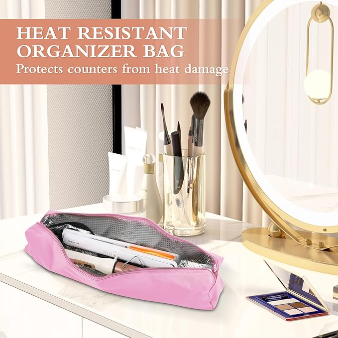 Suafrnut Professional Hot Hair Tools Organizer Bag Portable Travel Heat Resistant Storage Case Pouch for Curling Irons, Flat Irons, Hair Straightener and Styling Tools(17.7" x 3.2"x 3.2")