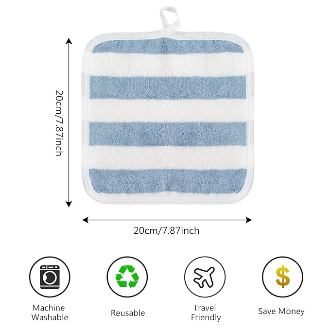SINLAND Microfiber Facial Cloths Fast Drying Washcloth 8inch x 8inch Absorbent Face Wash Cloth Soft Makeup Remover Cloths
