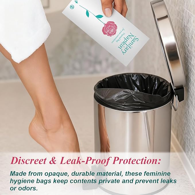 SilTriangle 500 Pcs Floral Sanitary Napkin Disposal Bags Feminine Hygiene Leak-Proof Personal Care Biodegradable Waste Bags for Pads Tampon Liners 9 x 3.9 Inches