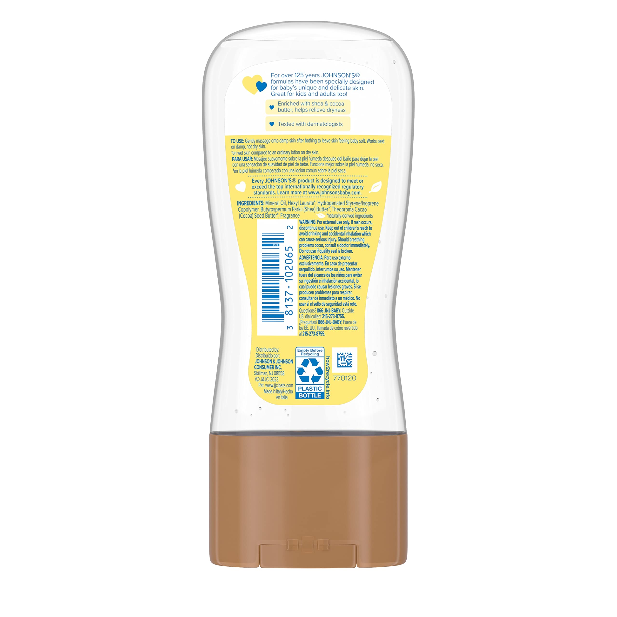 Johnson's Baby Oil Gel, Moisturizing Baby Massage Mineral Oil Enriched with Shea & Cocoa Butter, Dry Skin Relief for Babies, Kids & Adults, Nourishing & Gentle on Delicate Skin, 6.5 fl. oz, 6 Pack