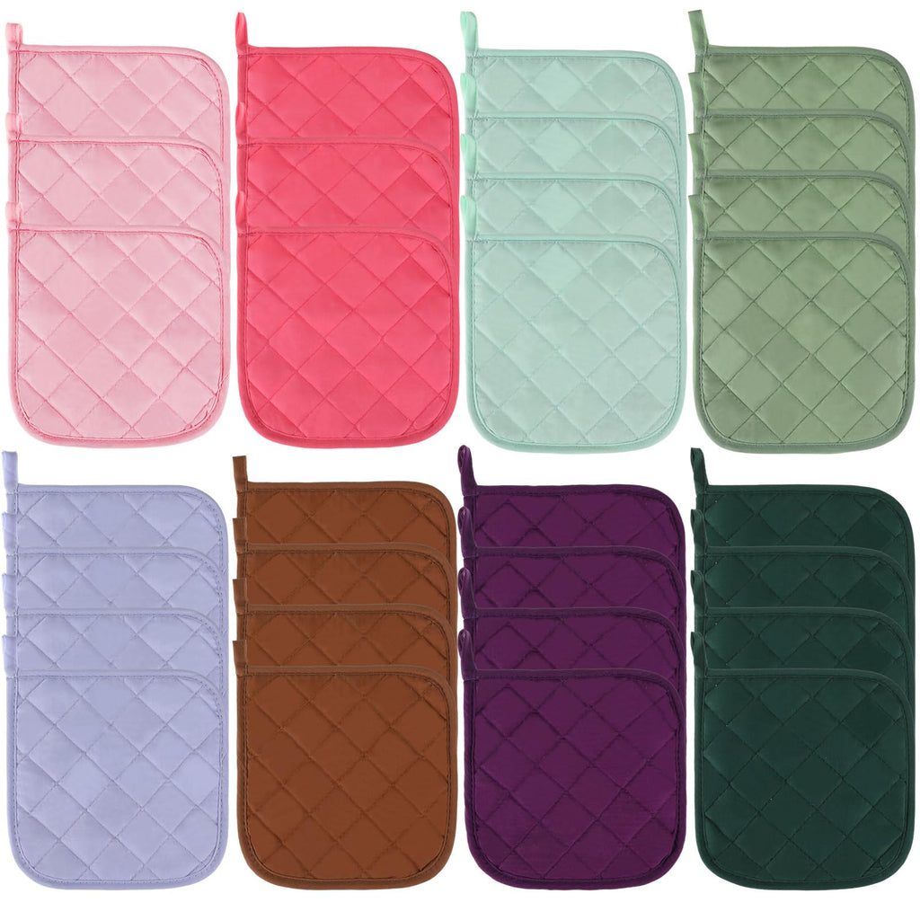 Uiifan 30 Pieces Cotton Pot Holders for Kitchen Washable Heat Resistant Potholders Oven Hot Pads for Cooking and Baking, 7.87 x 7.87 x 0.2 Inch(Mix Color)