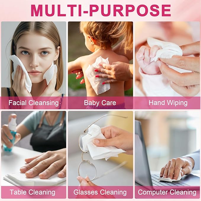 FACEMADE 200 Count (4 Packs) Disposable Face Towels, Ultra Thick Face Towelettes Disposable, Clean Facial Towels for Makeup Remover, Skincare, USDA Certified 100% Biobased