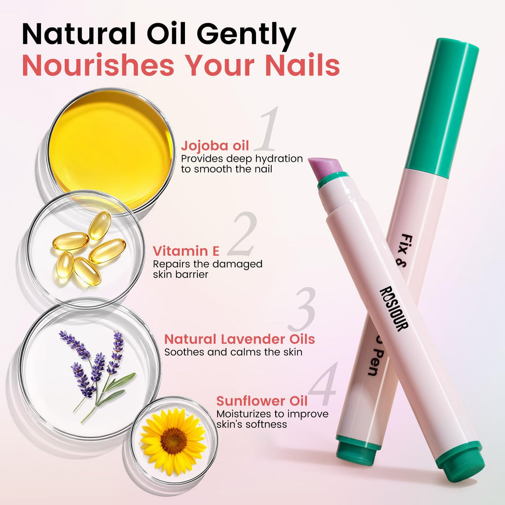 Cuticle Pusher Oil Pen for Nails, 3 in 1 Ceramic Cuticle Remover with Oil