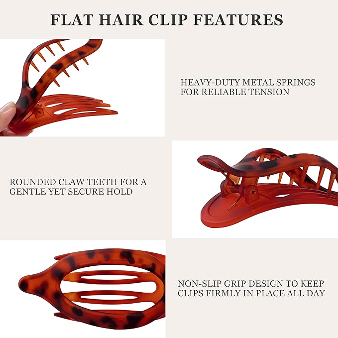 8 Pack Flat Hair Clips for Women, Valentine's Day Gifts, Matte Flat Claw Clips for Thick & Thin Hair No-Slip Strong Hold Hair Barrettes, French Duckbill Styling Accessories for Women