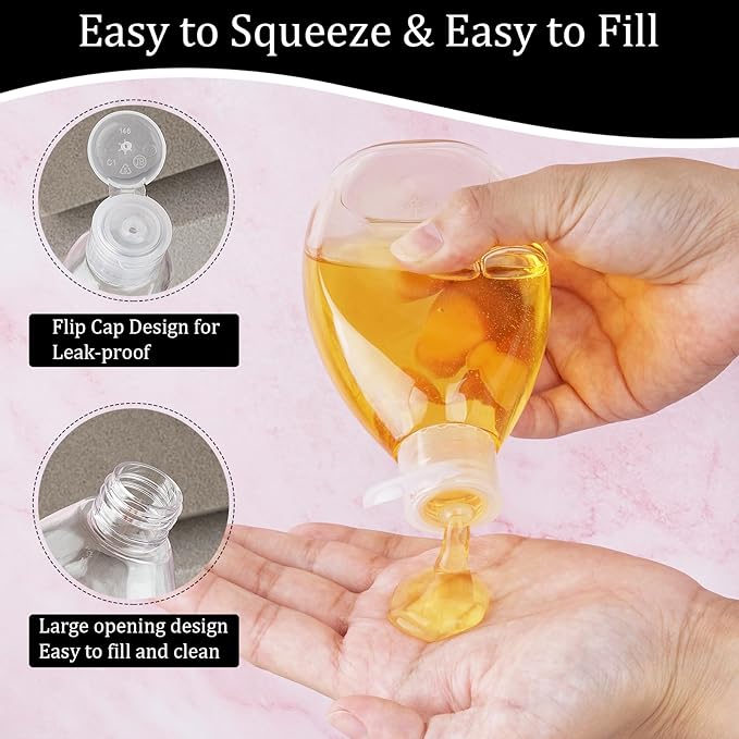 Wowang Travel Shampoo and Conditioner Bottles 6.9oz 5 Pack Leak Proof Plastic Squeeze Bottles with Flip Cap Refillable Toiletry Bottle Empty Containers for Shampoo Conditioner Body Wash(Clear)