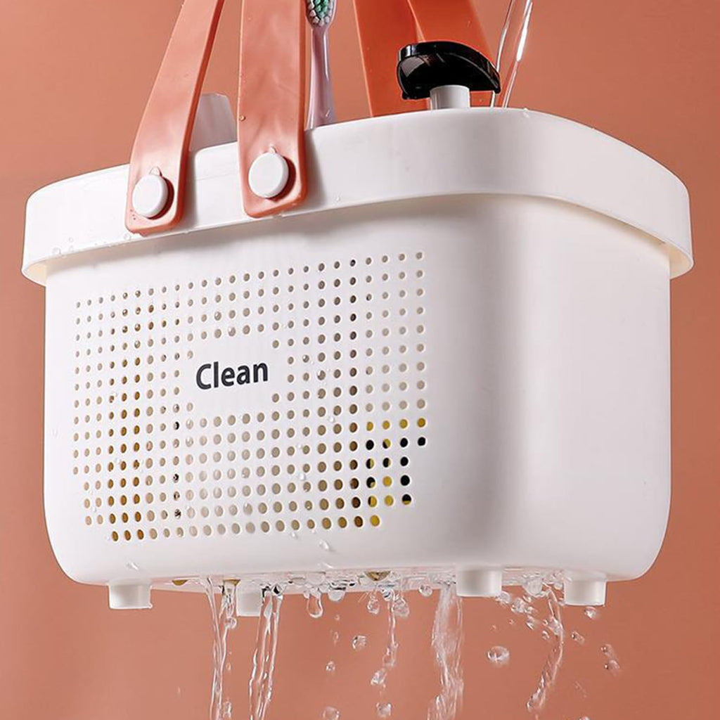 Portable Shower Caddy Basket with Handle Plastic Storage Basket Small White