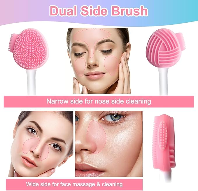 MUiiGOOD 2pcs Silicone Face Scrubber Round Pads Face Mask Brush Exfoliating Lip Cleansing Facial Cleansing/Wash Brush Exfoliator Blackhead Skin Care Tool Makeup Removes Dead & Dry Skin for Women Men