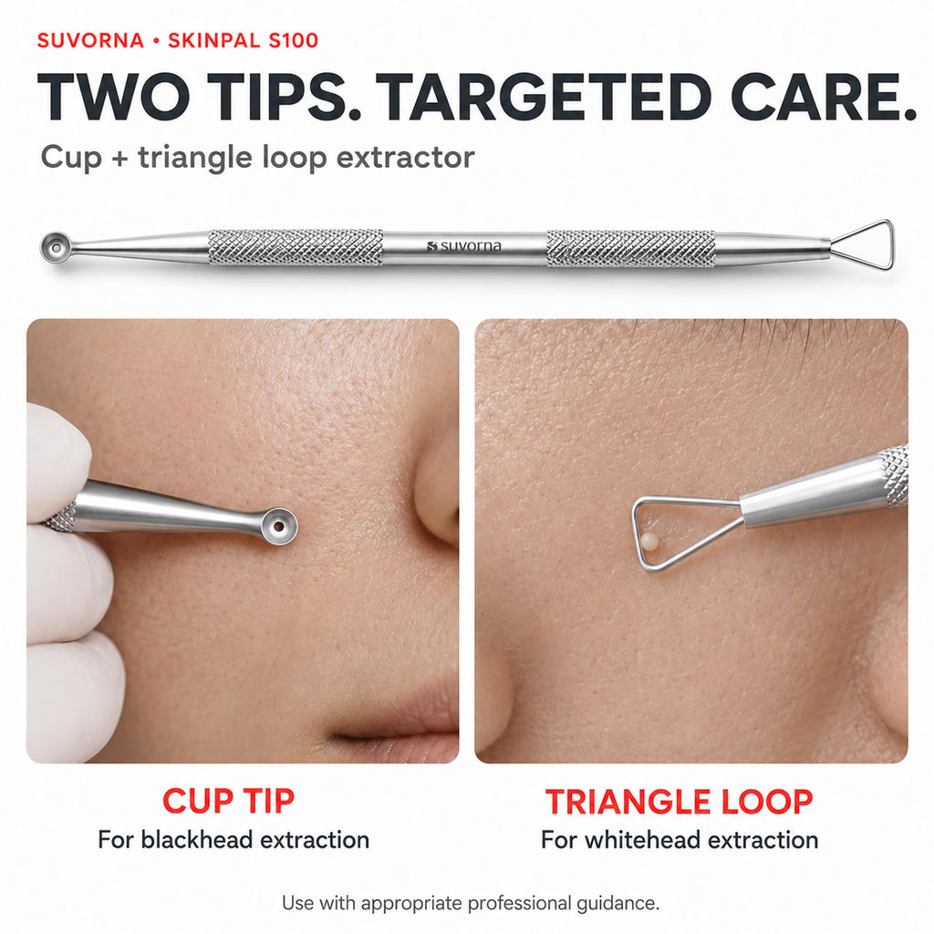 Suvorna Pimple Popper Tool Kit & Milia Remover, Blackhead Remover Tool, White Head Remover for Face & Comedone Extractor with Lancets for Facial Extraction - Acne Extraction Tools for Estheticians.