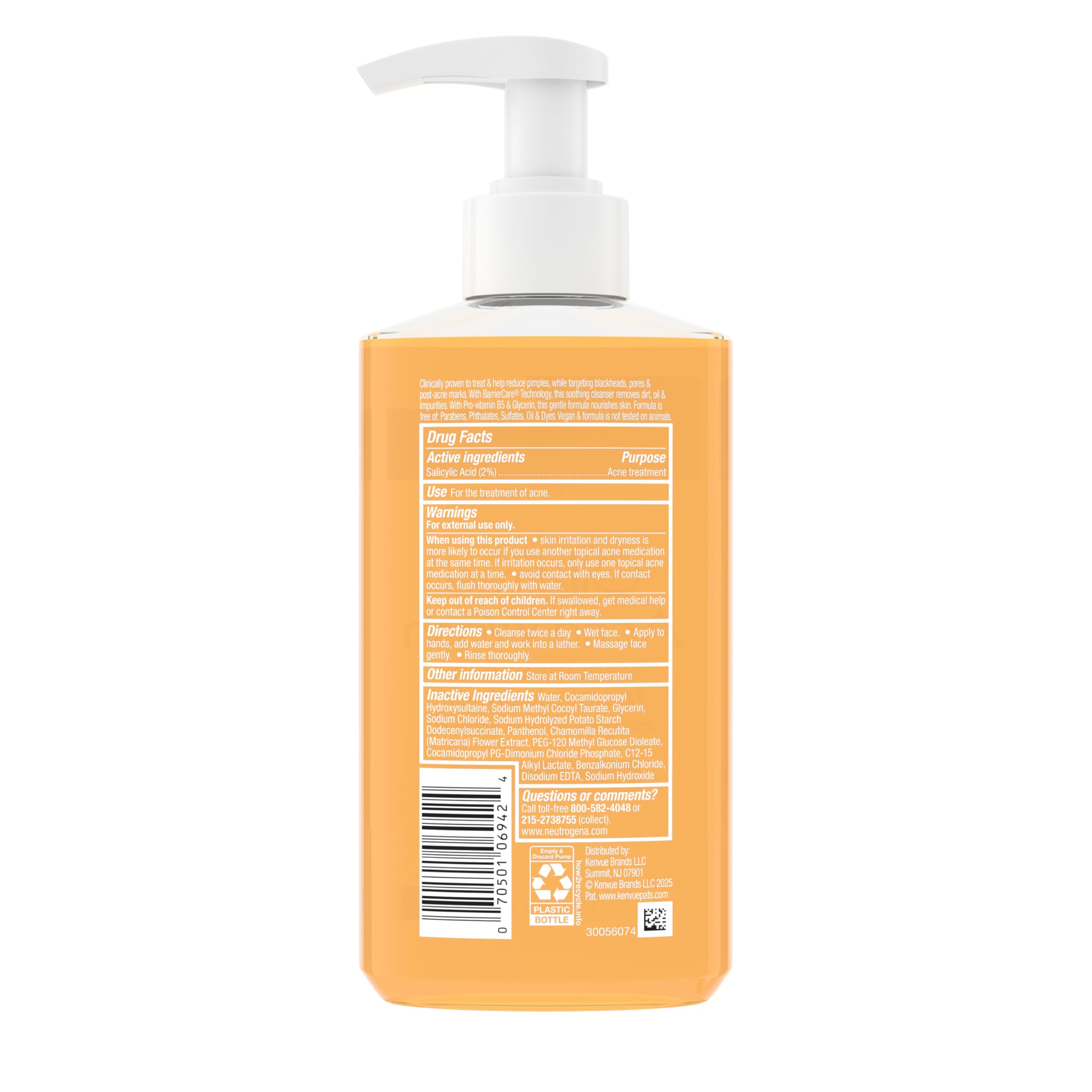 Neutrogena Oil Free Acne Face Wash, Fragrance Free, 9.1 fl oz
