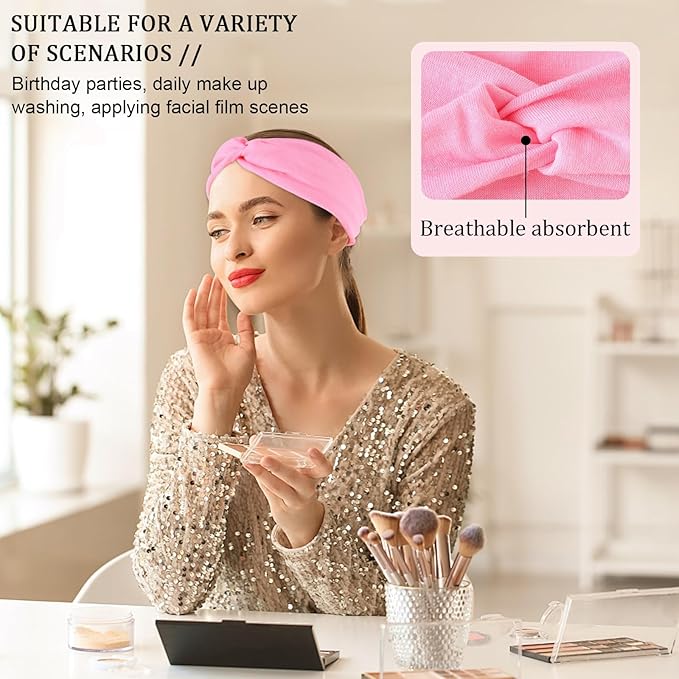 Stretchy Wide Headbands for Women - 12 Pcs Non Slip, Absorbed Sport Headband Soft Twist Knotted Headbands for Daily Life Yoga Workout (12 Color2)