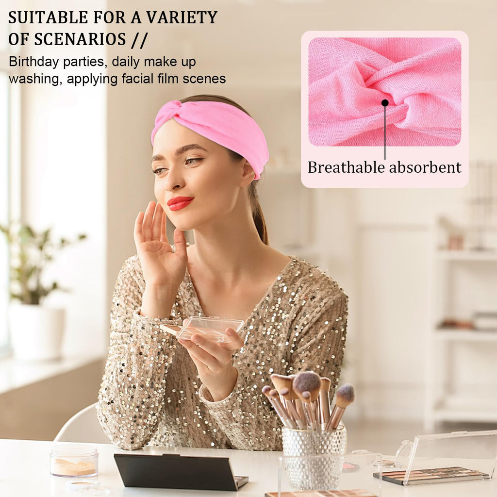 Stretchy Wide Headbands for Women - 12 Pcs Non Slip, Absorbed Sport Headband Soft Twist Knotted Headbands for Daily Life Yoga Workout (12 Color2)