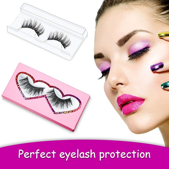 Maitys 60 Pcs Empty Eyelashes Packaging Box and Tray 30 Pieces Empty Eyelash Boxes Pink Lash Packaging Case with 30 Pieces Eyelash Tray False Eyelashes Storage Container