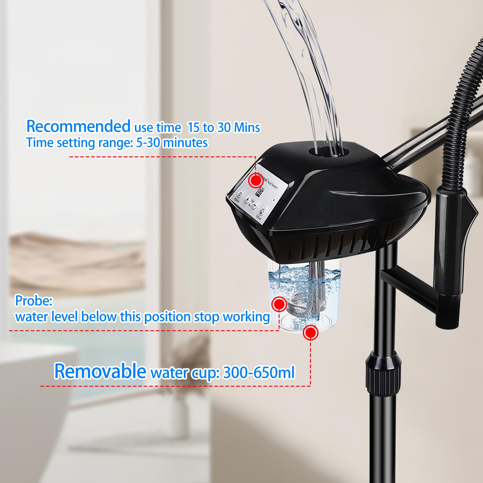 Professional Facial Steamer on Wheels, 2-in-1 Facial Steamers with 5X Magnifying Lamp, Facial Steamer for Facial Deep Cleaning and Hydration, Facial Humidifier for Spa, Salon and at Home Use