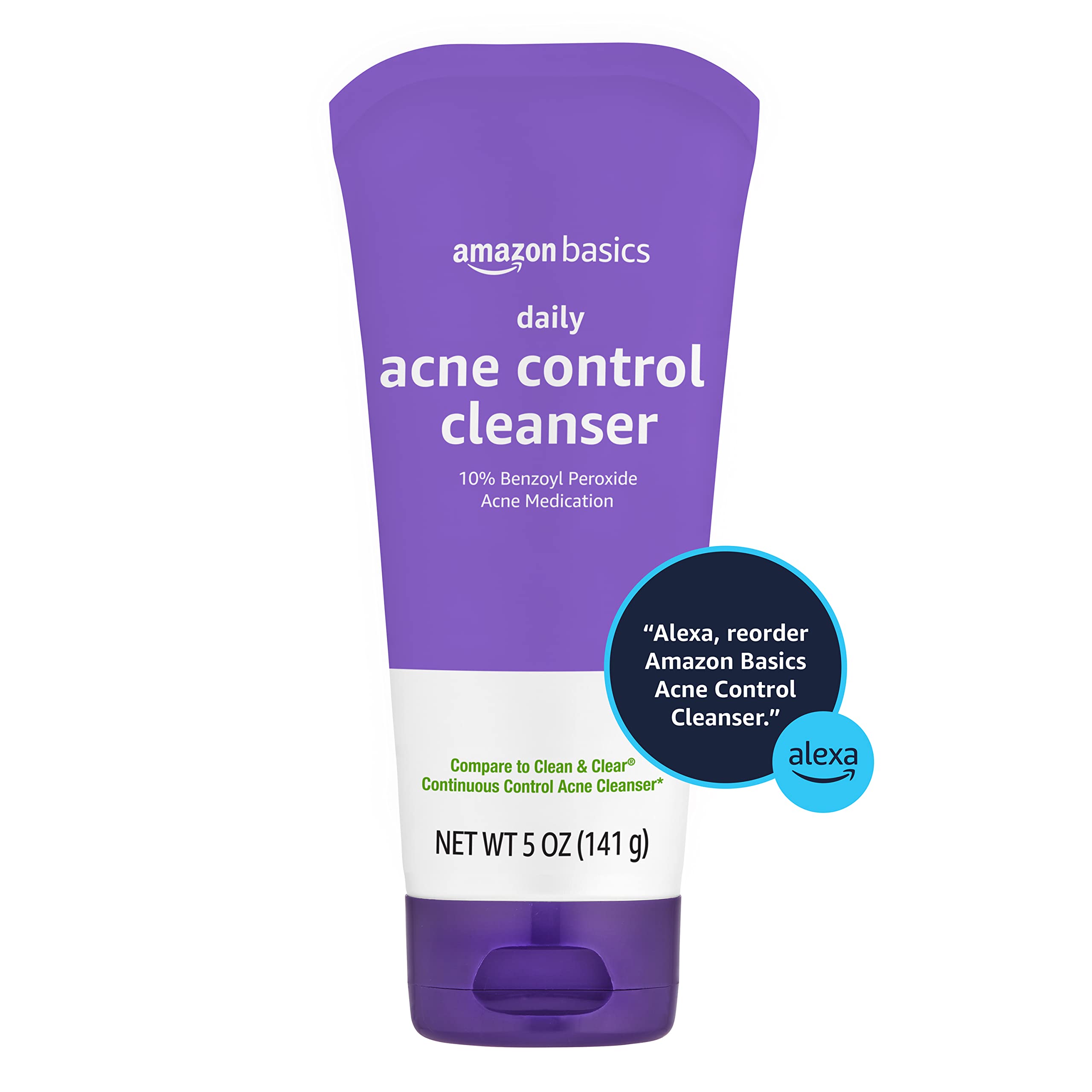 Amazon Basics Acne Treatment Face Wash - Daily Control Cleanser, Maximum Strength 10% Benzoyl Peroxide for Stubborn Breakouts, 5 Ounce (3-Pack)