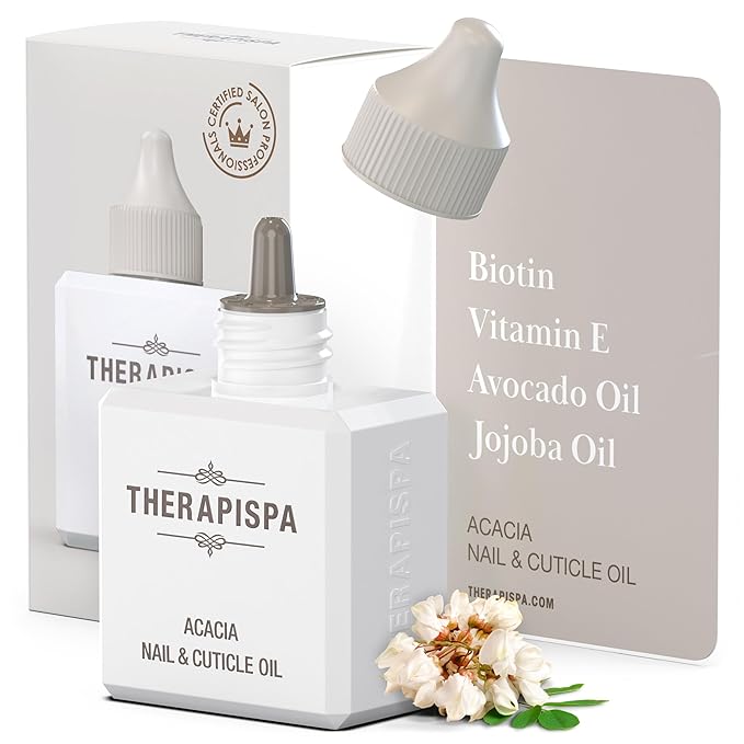 THERAPISPA Nail & Cuticle Oil with Avocado, Jojoba, Biotin & Vitamin E – Promotes Nail Growth, Strengthens & Repairs Dry, Brittle Nails & Cuticles (Acacia, 2.0 fl oz)