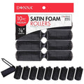 DONNA Silky Sastin Foam Roller 7/8"(D) MEDIUM 10PCS Hair Curlers with Clips for Heatless Hairdressing and Styling - BLACK