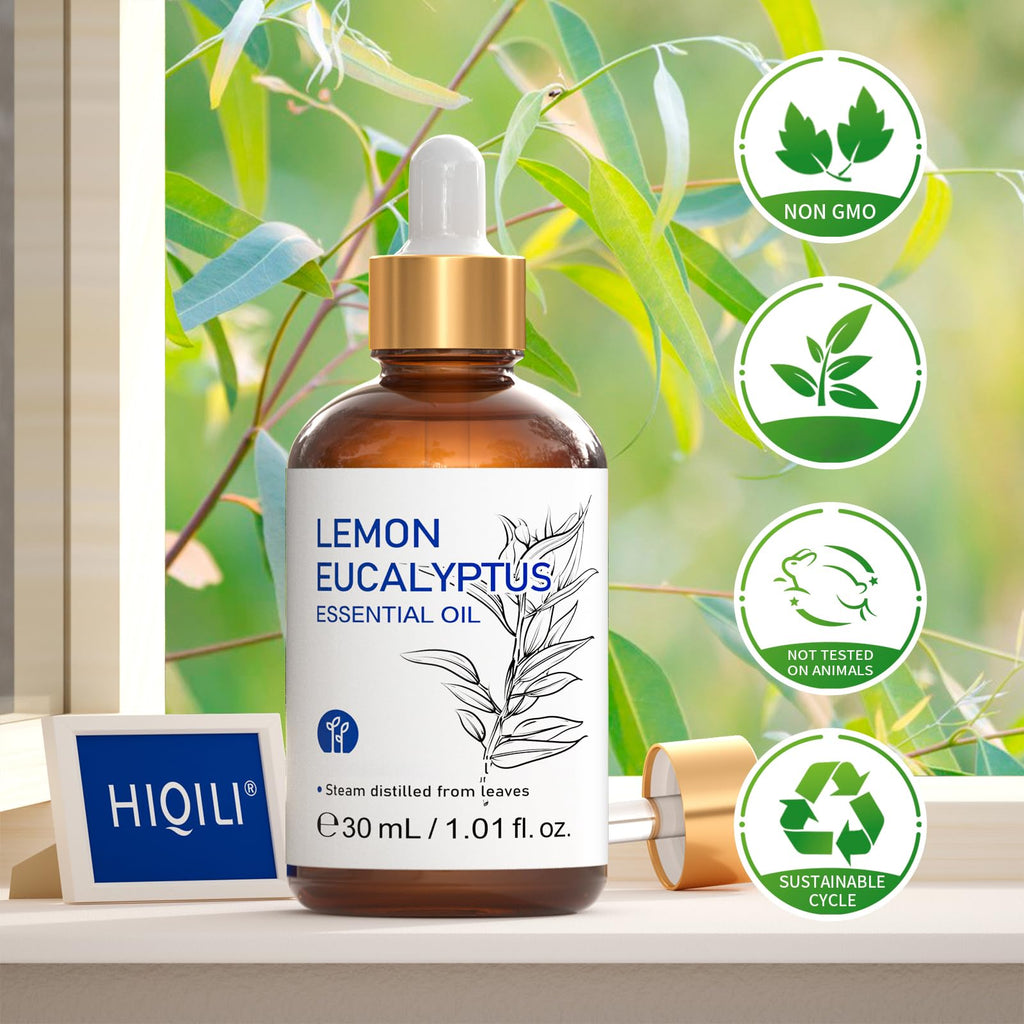 HIQILI Lemon Eucalyptus Essential Oil for Spray, Aromatherapy & Diffuser