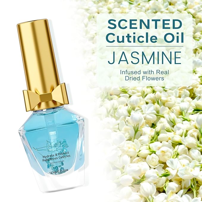 Cuticle Oil, Cuticle Nail Oil Infused with Real Flowers, Jasmine 12ml