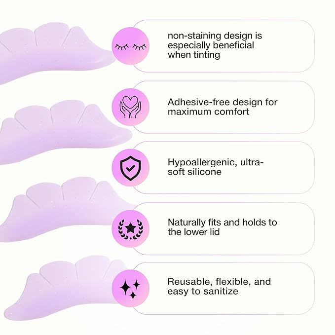 Curacoro Lower Lash Lift Shields, 4 Pcs Self-Adhesive Silicone Pads