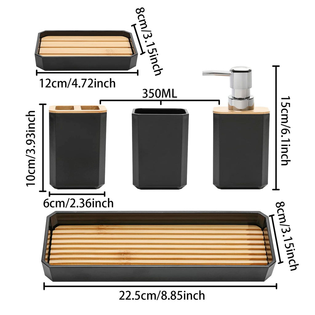 FEILANDUO Bathroom Accessories Set,5 Pcs Bathroom Accessory Gift Set, Black