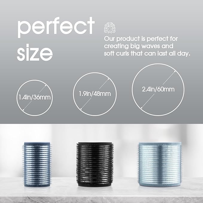 Self-Grip Ceramic Ionic Thermal Hair Rollers Set - 18 Velcro Rollers for Long and Short Hair, Blowout Look, Salon Quality