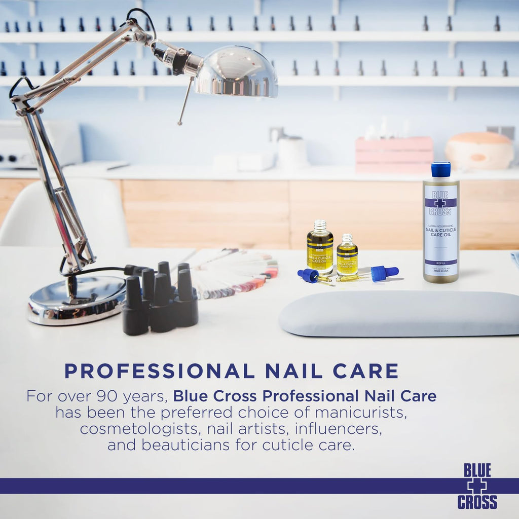 Blue Cross Nail & Cuticle Care Oil, Mineral Oil Free, Hydrating, Moisturizing, All Natural Professional Nail + Cuticle Care, Lemongrass/Lavender Scented Essential Oils, Made in USA, 1 floz/30mL