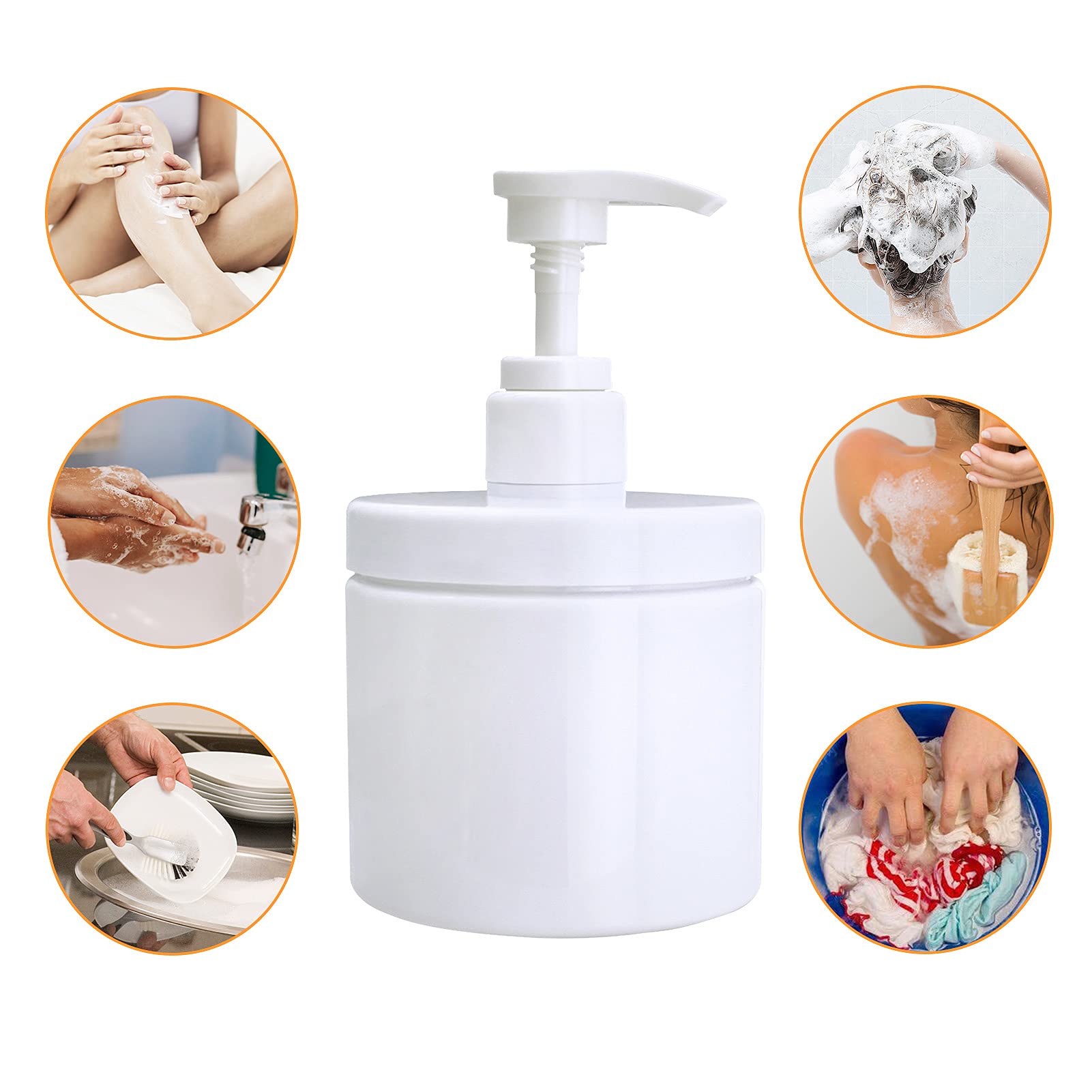 Cosywell 2PCS 500ml Pump Bottle Dispenser White Plastic Pump Bottles
