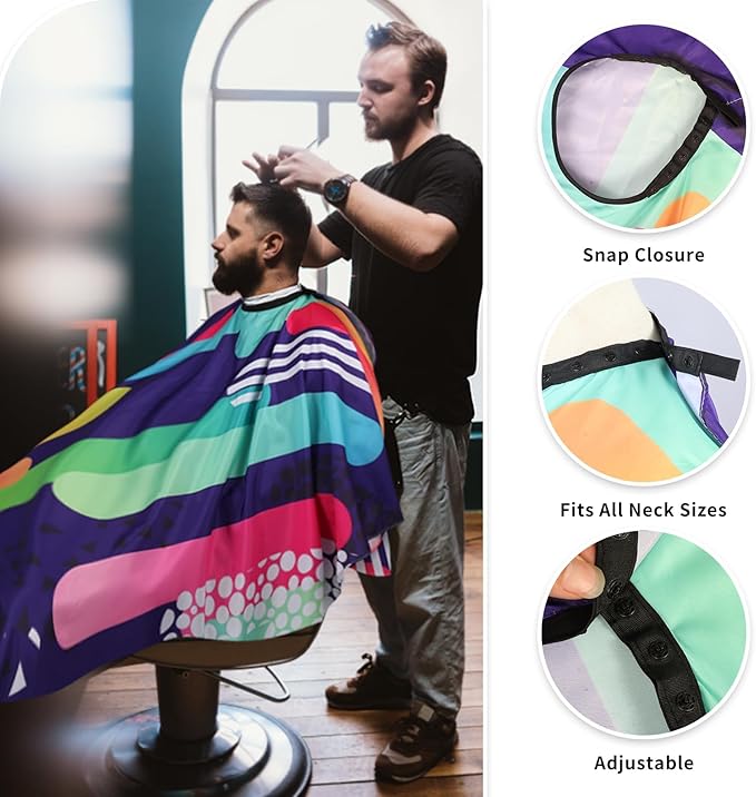 YELEGI Professional Hair Cutting Cape(2Pcs), Salon Barber Cape with Adjustable Snap Closure, Waterproof Hair Dye Color Cape Hair dressing stylist apron (Star & Colorful)