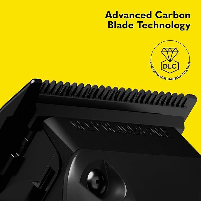 The Beard Club Pro Beard Trimmer for Men - Professional Men's Hair Trimmer for Barbers - Electric Cordless Rechargeable High Power 13,000 RPM - 10 Guides - Taper Lever - Diamond Like Carbon Blades