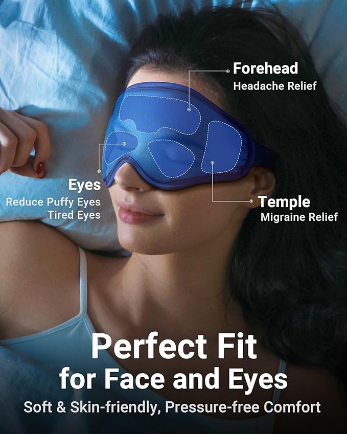 Cooling Eye Mask for Puffy Eyes: Fsa Eligible Items Hsa, Face Ice Eye Pack for Migraine After Surgery Relief - Reusable Cold Compress for Headaches Puffiness - Comfortable Weighted Fit Gel Sleep Mask