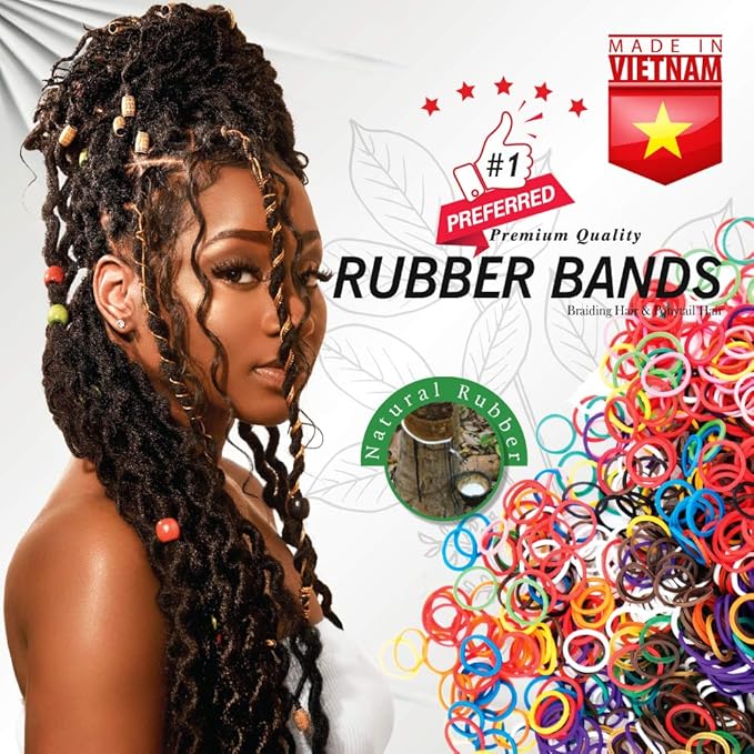 Beauty Town 1000 Pcs Rubber Bands Hair Band Soft Elastic Hair Accessories Braids Mini Hair Ties Stretchy Hair Ties No Damage Rubber Bands for Hair (4-Packs) (White)