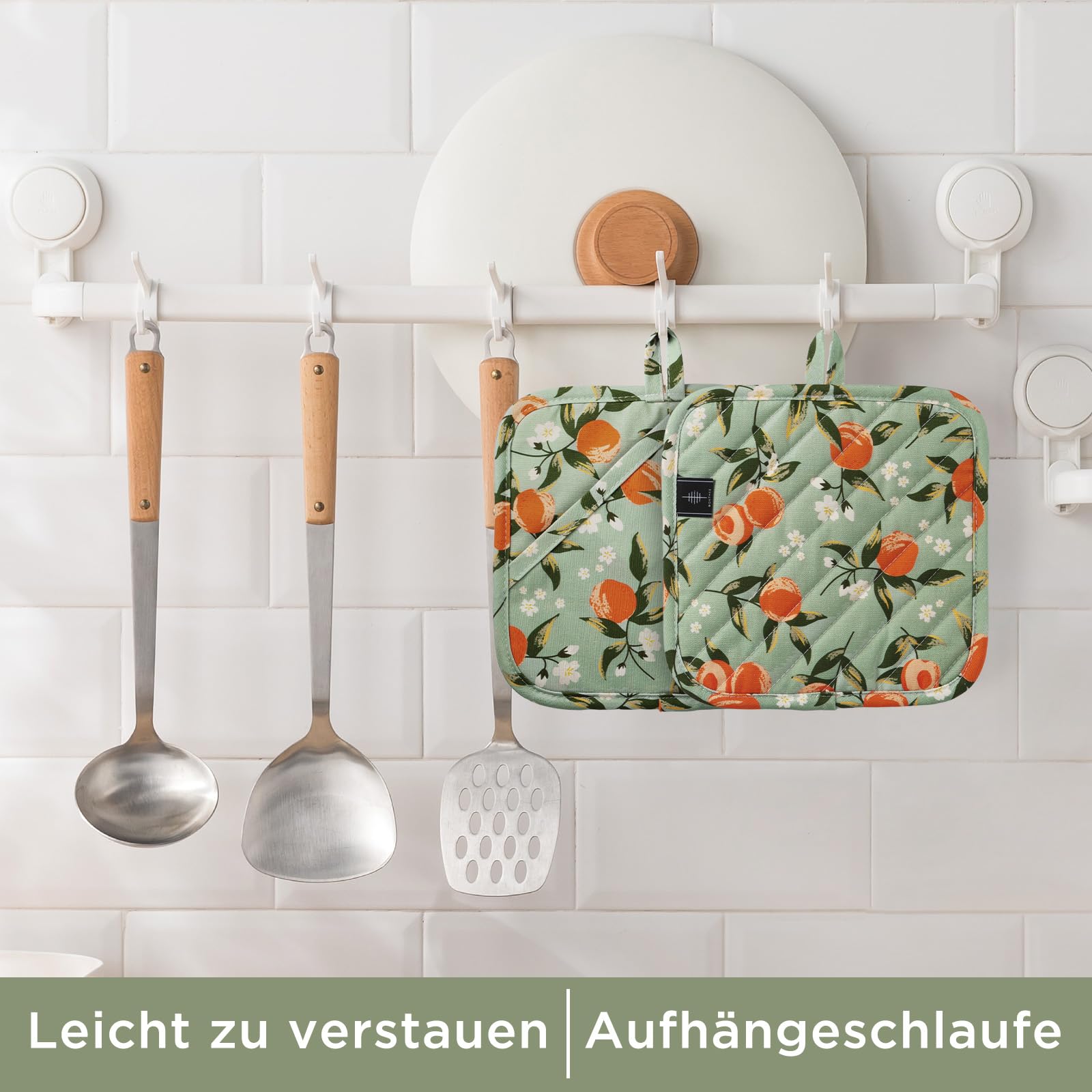 BONTHEE Pot Holders for Kitchen Heat Resistant Hot Pads for Countertops Oven Pot Holders Cotton Potholders for Kitchen Cooking Baking (Watercolor Apricot)
