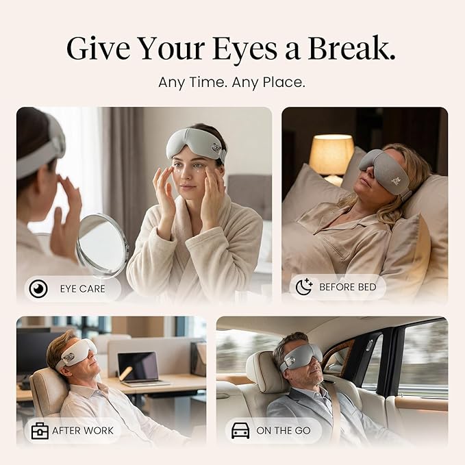 BOB AND BRAD EYEFLOW Eye Massager with Heat & Cooling,FSA Eligible & HSA - Semiconductor Cold Compress Eye Mask for Migraines & Dry Eyes, Heated Temple Massager, Fathers Day Dad Gifts for Men