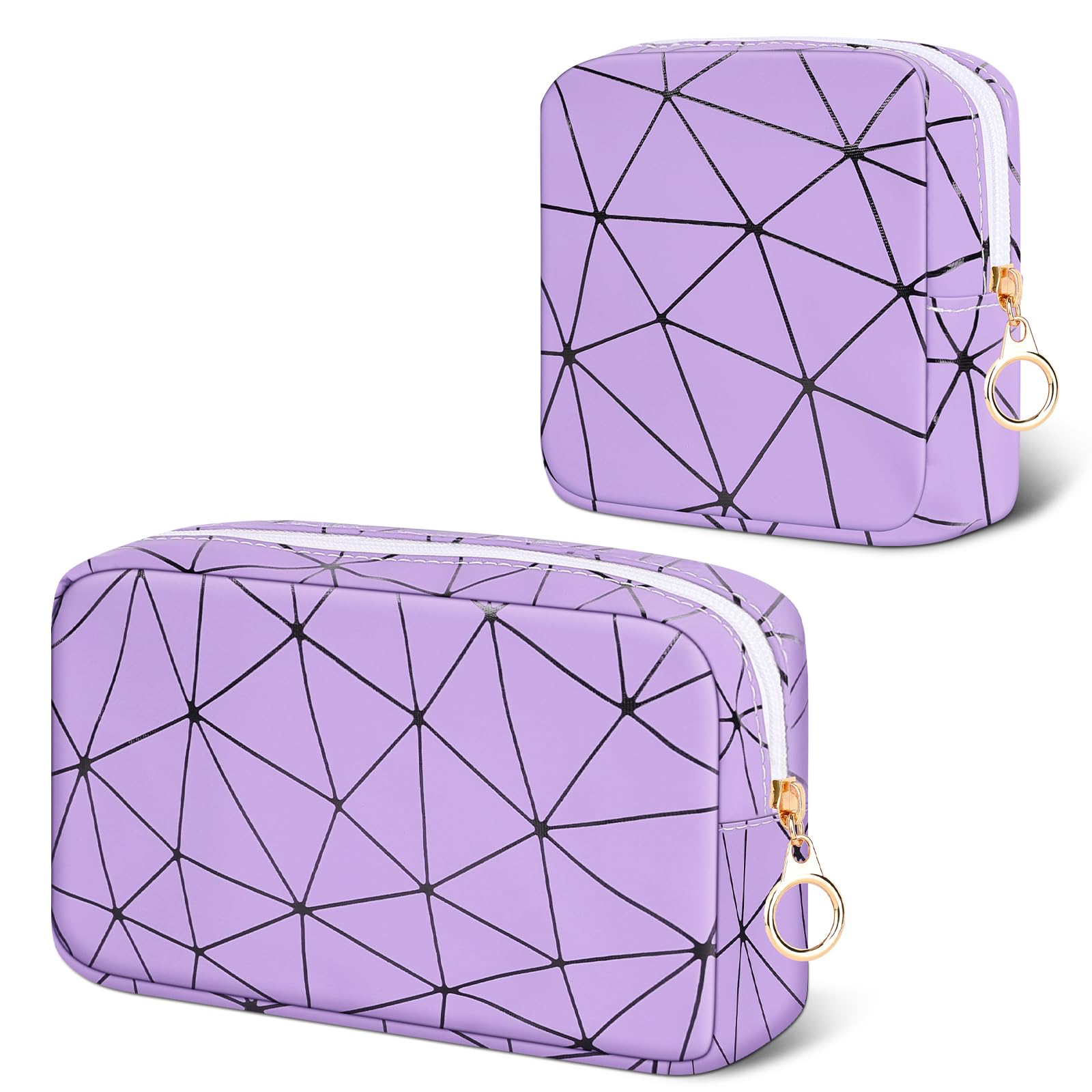 Likesing Period Bag for Teen Girls, Leather Sanitary Napkin Storage Bag, Portable Menstrual Pad Bag Period Pads Pouch, Small Make Up Bags (Purple)