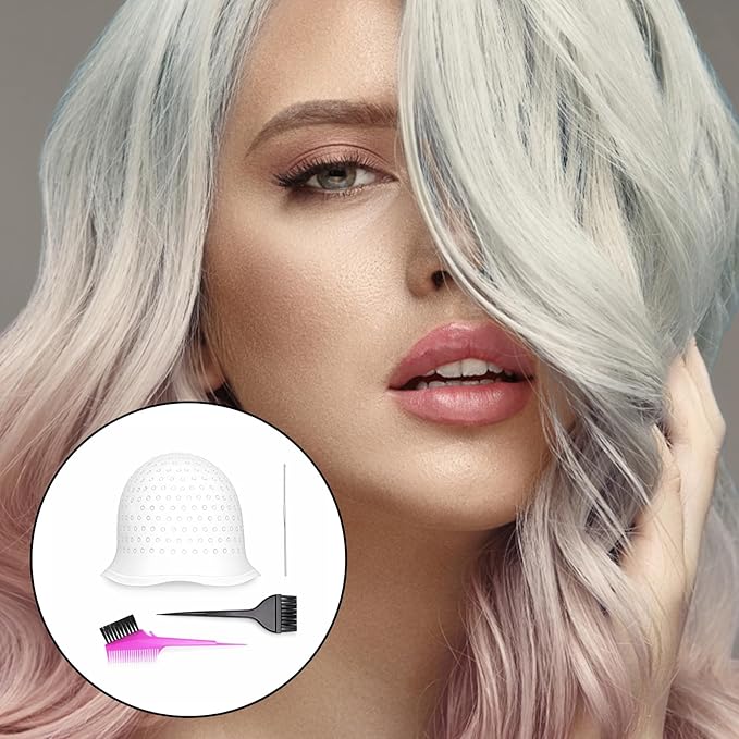 4Pcs Hair Highlighting Cap Set, Highlight Caps for Hair, Hair Dye Cap Suitable for DIY Home Hairstylist, Professional Salon Stylist