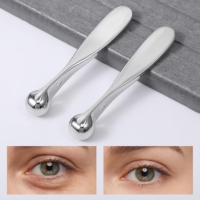 Molain 6Pack Metal Eye Cream Applicator, Eye Roller Scraper Massage Stick Tool for Reducing Depuffer Puffiness Eye Massage Tool