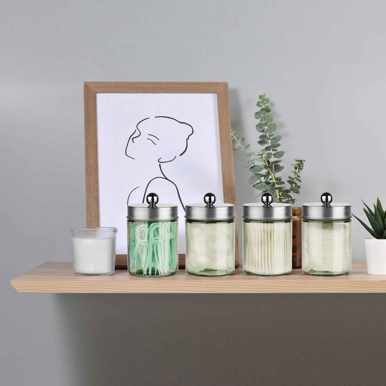 3 Pack Apothecary Jar Canisters Bathroom Vanity Organizer