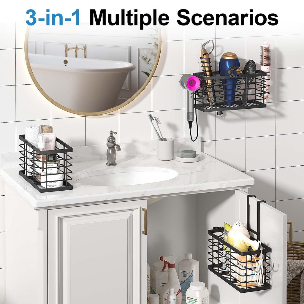 2026 Upgraded 3-in-1 Universal Hair Tool Organizer, XL Size, Black