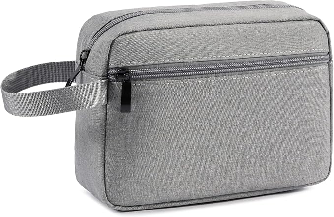 XIRYOHEAUR Travel Hanging Toiletry Bag with Carry Handle - Water-Resistant Small Cosmetic Organizer for Men & Women, Makeup, Shaving Kit, Gym & Travel Essentials (Grey)