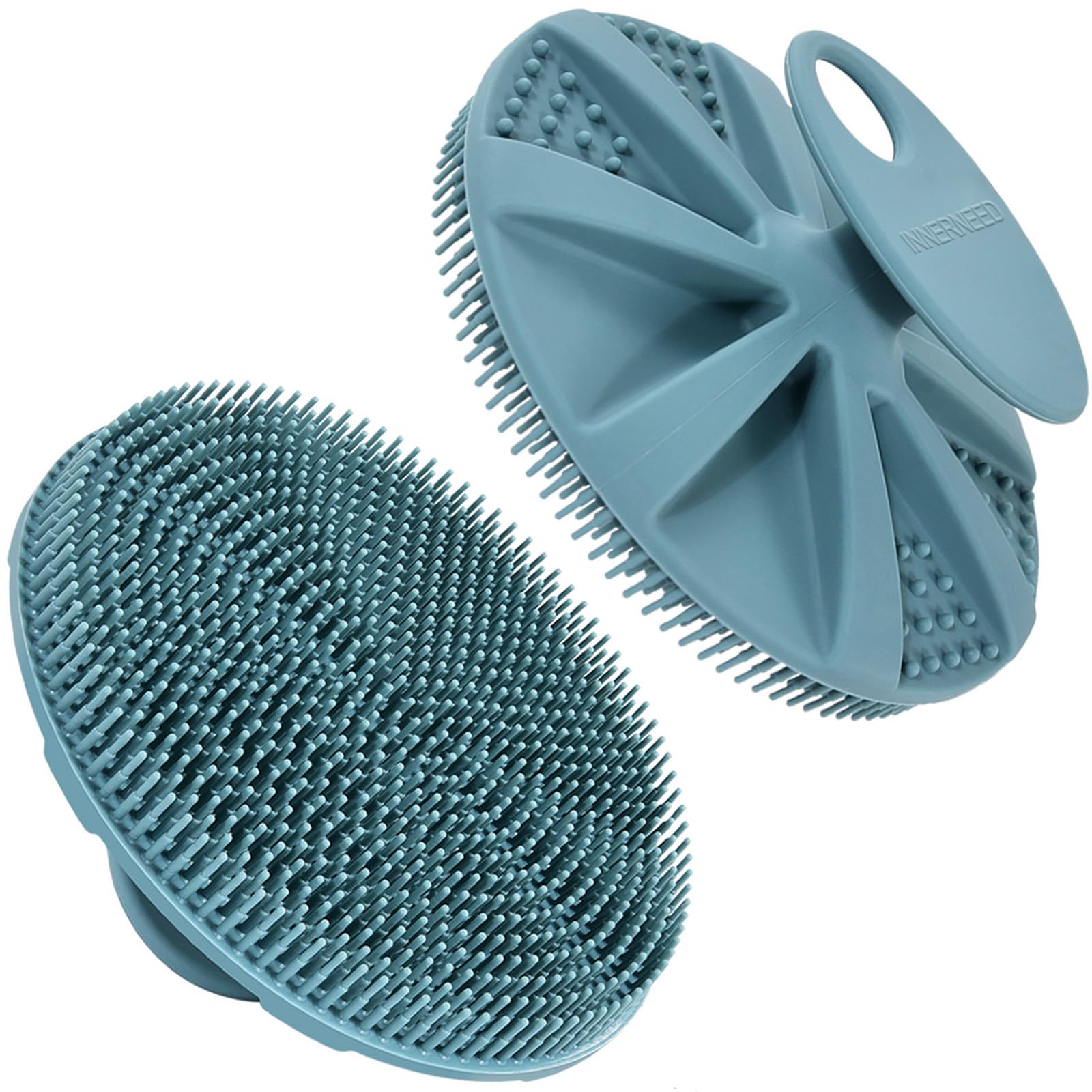 INNERNEED Food-Grade Soft Silicone Body Scrubber Shower Brush, Dark Green