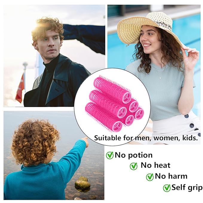18PCS Self Grip Small Hair Curlers Heatless Roller Hair Curlers Pro Salon Hairdressing Curler DIY Curly Hairstyle Hair Rollers Tools Rat Tail Comb for Women Medium Short Hair(Rose red)