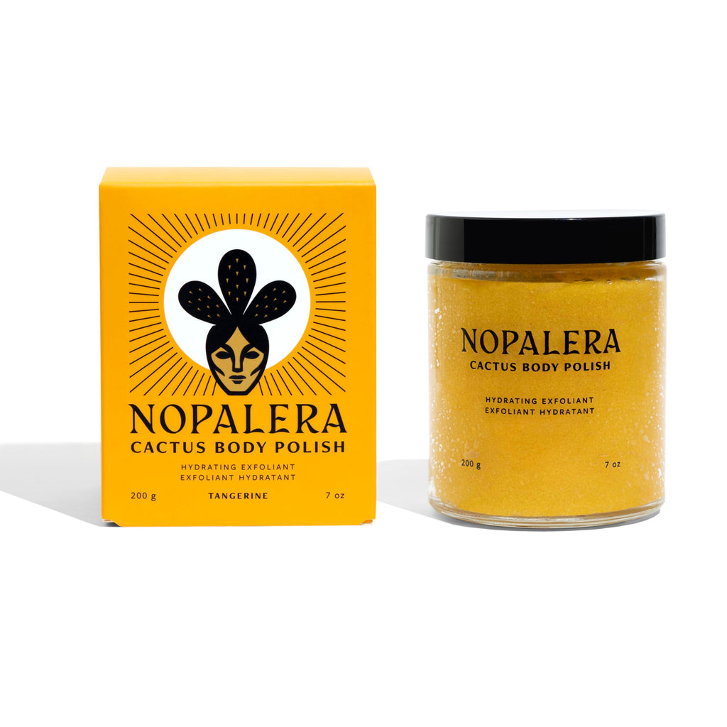 Nopalera Mandarina Cactus Flower Exfoliant - Face & Body Scrub, 3-in-1 Cleanser, & Moisturizer, Vegan, Cruelty-Free, Natural Citrus Scent, Dye Free, 6 oz.