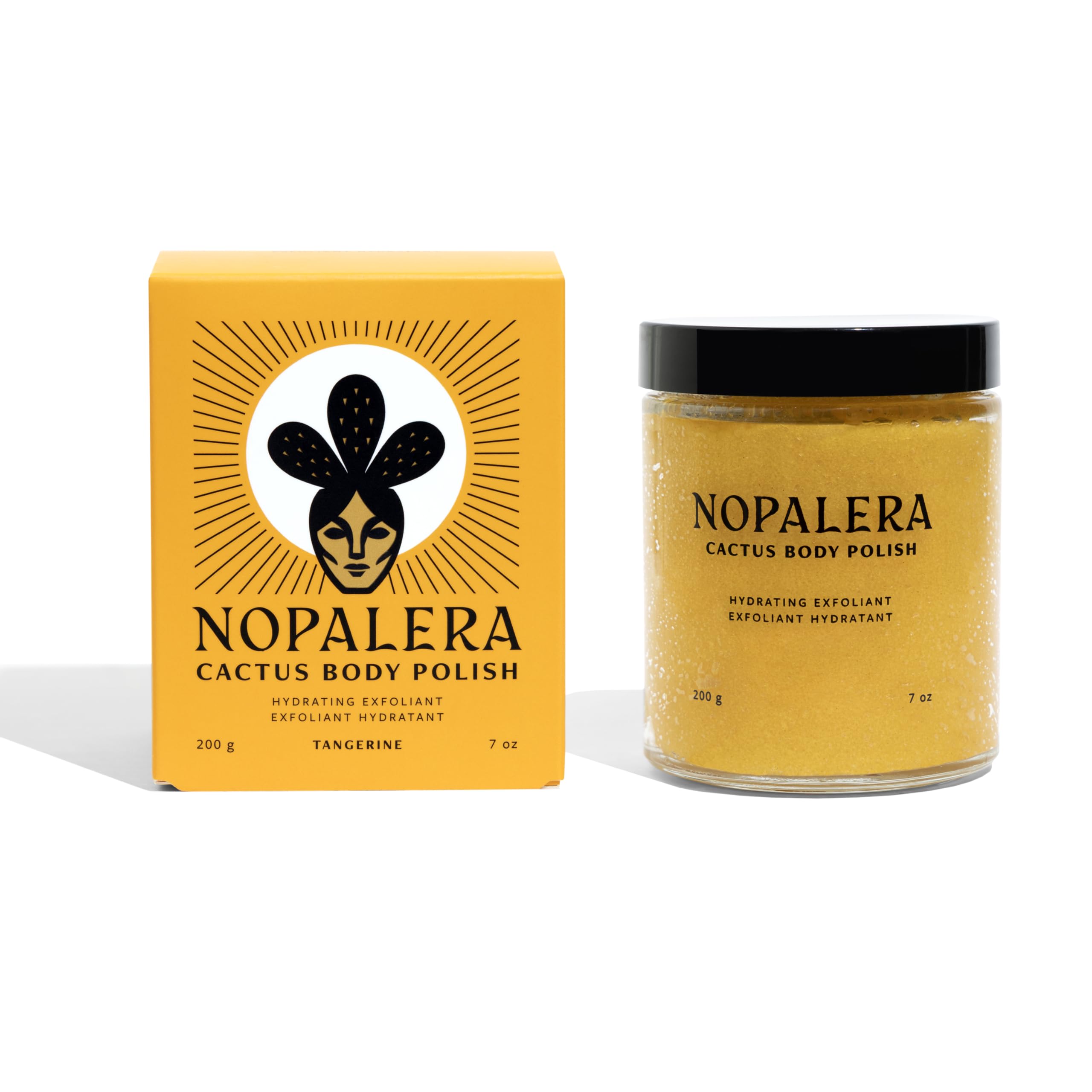 Nopalera Mandarina Cactus Flower Exfoliant - Face & Body Scrub, 3-in-1 Cleanser, & Moisturizer, Vegan, Cruelty-Free, Natural Citrus Scent, Dye Free, 6 oz.