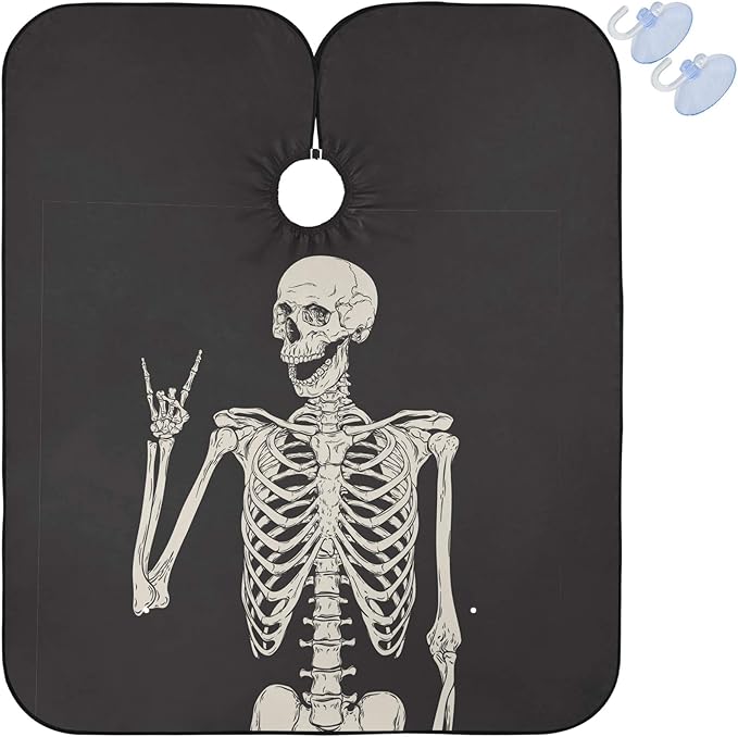 Visesunny Barber Cape - Funny Human Skeleton Polyester Hair Cutting Salon Apron - Anti-Static, Water-Resistant Shaving Cloth