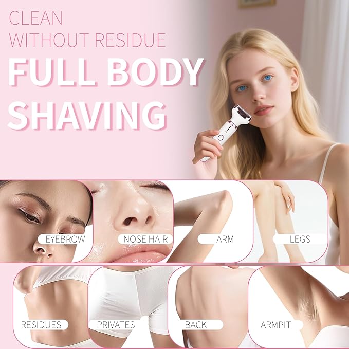 2026 Electric Razor for Women Men,4 in 1 Ladies Wet & Dry Body Razors and Facial Hair Remover,Rechargeable LED Display Hair Removal Kit for Nose Face Body Bikini Hair (Multicolor)
